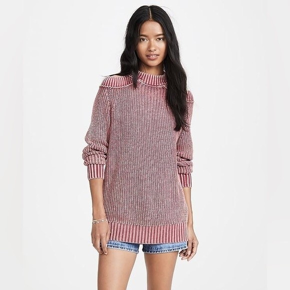 Free People Half Moon Bay Sweater in Wine M NWOT - Picture 7 of 16